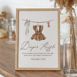 赤ちゃん服女の子の赤ちゃんシャワーおむつラッフルサイン ポスター