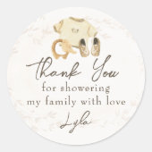 赤ちゃん服男女兼用赤ちゃんシャワーありがとう ラウンドシール (正面)