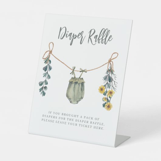 赤ちゃん服&花赤ちゃんシャワーおむつラッフル 台座サイン (正面)