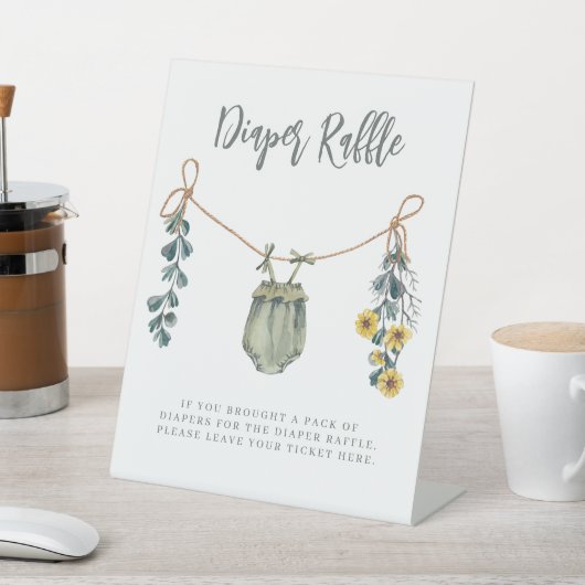 赤ちゃん服&花赤ちゃんシャワーおむつラッフル 台座サイン (インサイチュ)