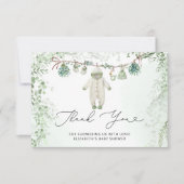 赤ちゃん服Bogoセージ緑の赤ちゃんシャワーありがとう カード (正面)