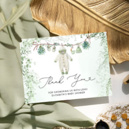 赤ちゃん服Bogoセージ緑の赤ちゃんシャワーありがとう カード