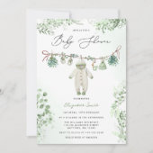 赤ちゃん服Bohoセージ緑の赤ちゃんシャワー 招待状 (正面)