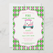 赤ちゃん歓迎！ゴルフカートでベビーシャワーにお呼ばれ 招待状 (正面)