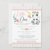 赤ちゃん牛のファーストバースデー フラワー カルーフ ラスティック ウッド 招待状 (正面)