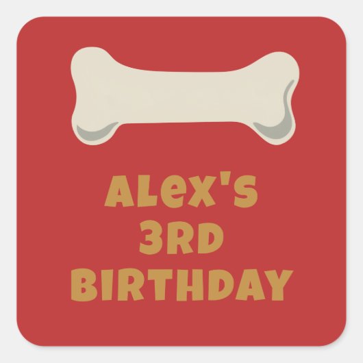赤ちゃん犬パーティーの誕生日記念品 スクエアシール (正面)