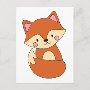 赤ちゃん狐の絵 かわいい狐のアート 赤ちゃん狐のデザイン ポストカード