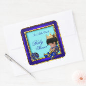 赤ちゃん王室のシャワー青金ゴールド少年の王子様 スクエアシール (封筒)