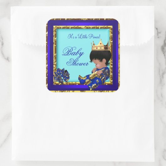 赤ちゃん王室のシャワー青金ゴールド少年の王子様 スクエアシール (バッグ)