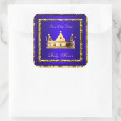 赤ちゃん王室のシャワー青金ゴールド少年の王子様 スクエアシール (バッグ)