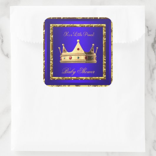 赤ちゃん王室のシャワー青金ゴールド少年の王子様 スクエアシール (バッグ)