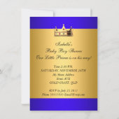 赤ちゃん王室のシャワー青金ゴールド少年の王子様 招待状 (裏面)