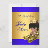 赤ちゃん王室のシャワー青金ゴールド少年の王子様 招待状 (正面)