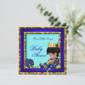 赤ちゃん王室のシャワー青金ゴールド少年の王子様 招待状 (スタンド正面)