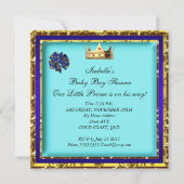 赤ちゃん王室のシャワー青金ゴールド少年の王子様 招待状 (裏面)