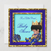 赤ちゃん王室のシャワー青金ゴールド少年の王子様 招待状 (正面)