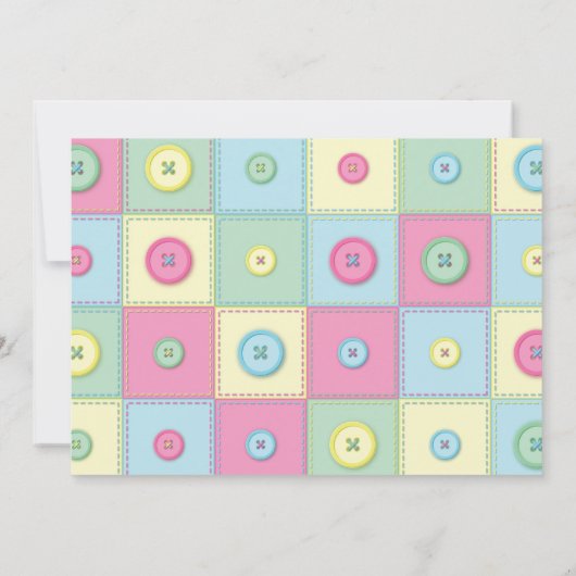 赤ちゃん用のボタンシャワーがかわいい 招待状 (裏面)