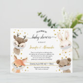 赤ちゃん用の洗面マスク付き動物の車によるシャワー 招待状 (スタンド正面)