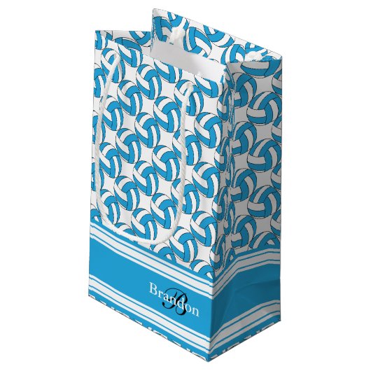 赤ちゃん用の青いバレーボール スモールペーパーバッグ (裏面アングル)