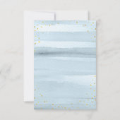 赤ちゃん用キラキラ金付き青い白い花 招待状 (裏面)