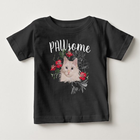 赤ちゃん用トップTシャツ かわいい猫 ベビーTシャツ (正面)