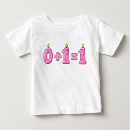 赤ちゃん用Tシャツのピンクアイシング1歳の誕生日キャンドル ベビーTシャツ