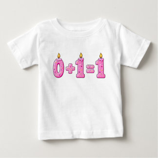 赤ちゃん用Tシャツのピンクアイシング1歳の誕生日キャンドル ベビーTシャツ