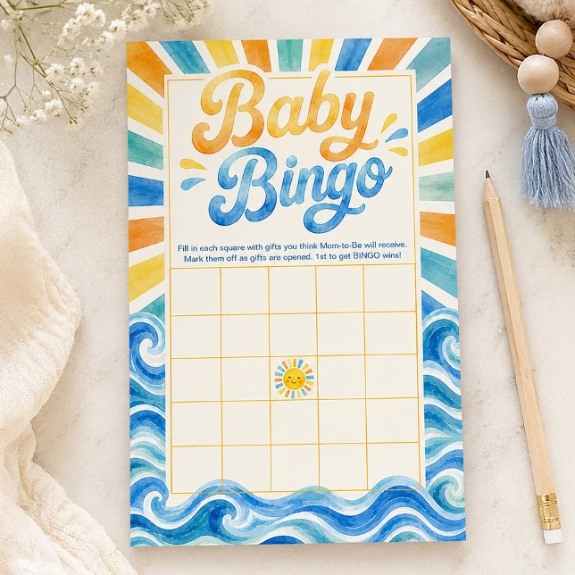 赤ちゃん男の子おめでとうビンゴゲームカード (Baby Bingo Play Card)
