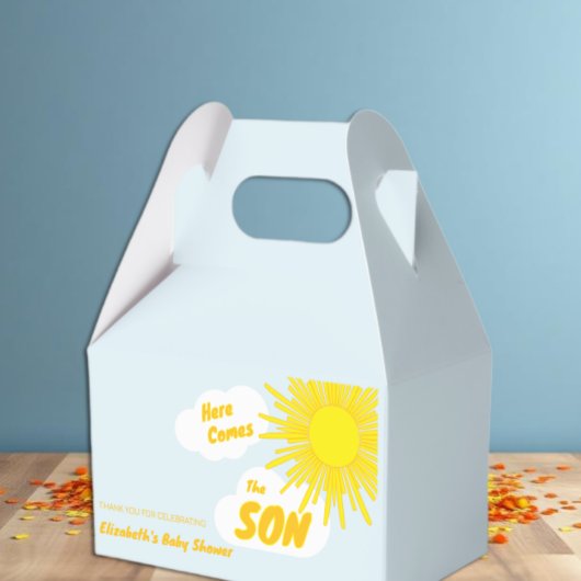 赤ちゃん男の子お披露目パーティー Here Comes The Son Boy Baby Showe フェイバーボックス