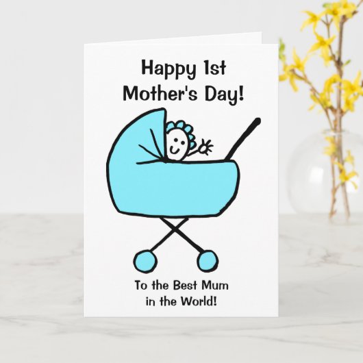 赤ちゃん男の子お母さんの最初の母の日おめでとう カード (黄色い花)