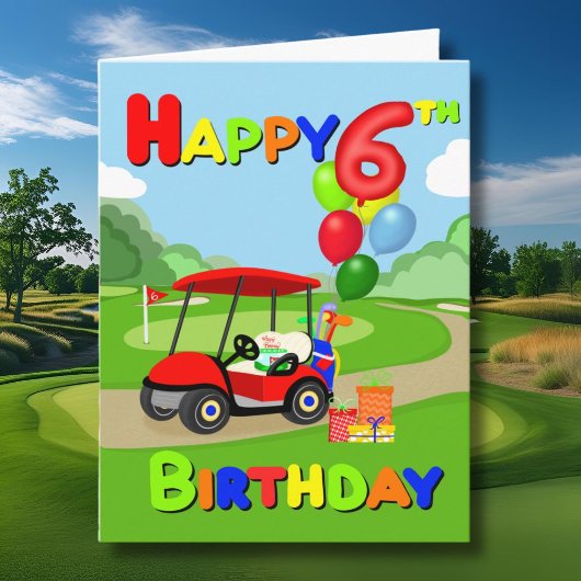 赤ちゃん男の子お誕生日おめでとうゴルフカード 6歳 カード