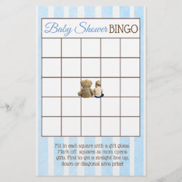 赤ちゃん男の子とテディベアのベビーシャワーゲーム チラシ