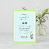 赤ちゃん男の子のご招待歓迎 招待状 (スタンド正面)