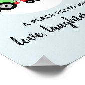 赤ちゃん男の子のカラフルな機関車の名前の保育園 ポスター (角)