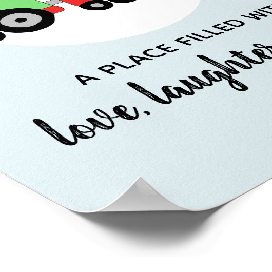 赤ちゃん男の子のカラフルな機関車の名前の保育園 ポスター (角)