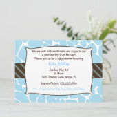 赤ちゃん男の子のキリンシャワー招待状 招待状 (スタンド正面)