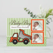 赤ちゃん男の子のダンプトラック写真 案内状 (スタンド正面)