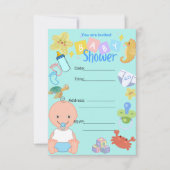 赤ちゃん男の子のベビーシャワー 招待状 (正面)