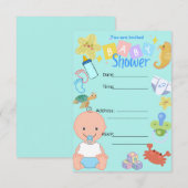 赤ちゃん男の子のベビーシャワー 招待状 (正面/裏面)