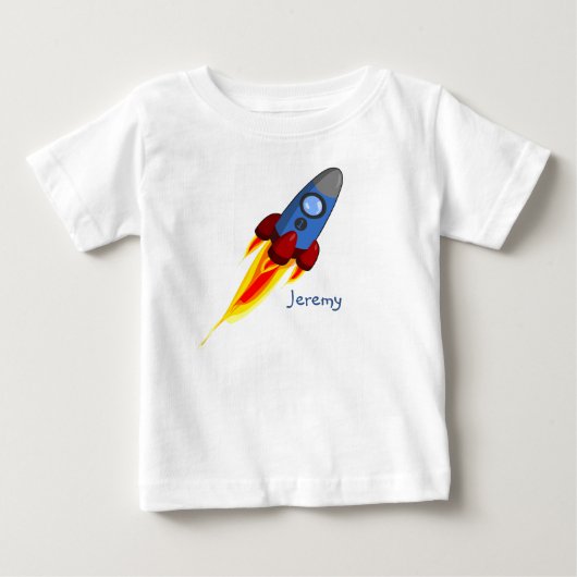 赤ちゃん男の子のロケットTシャツ 名入れ ベビーTシャツ (正面)