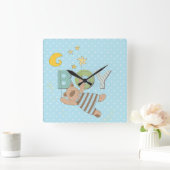 赤ちゃん男の子の寝室時計 スクエア壁時計 (ホーム)