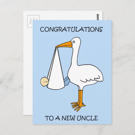 赤ちゃん男の子の新しいおじさんおめでとう ポストカード (正面/裏面)