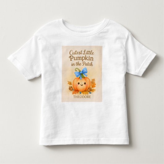 赤ちゃん男の子の最初の感謝祭におすすめのパンプキンカード トドラーTシャツ (正面)