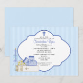 赤ちゃん男の子の洗礼招待状 招待状 (正面/裏面)