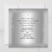 赤ちゃん男の子の洗礼 キリスト教の儀式 シルバー十字架 招待状 (裏面)