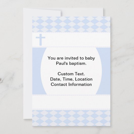 赤ちゃん男の子の洗礼 招待状 (正面)