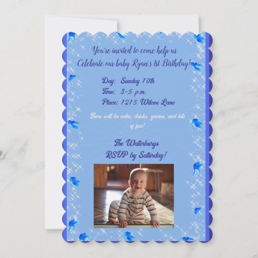 赤ちゃん男の子の誕生日招待状 招待状 (正面)