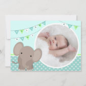 赤ちゃん男の子の象の写真 誕生のお知らせ 案内状 (裏面)
