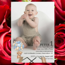 赤ちゃん男の子の1歳の誕生日 招待状