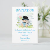 赤ちゃん男の子の1歳誕生日パーティー 招待状 (スタンド正面)